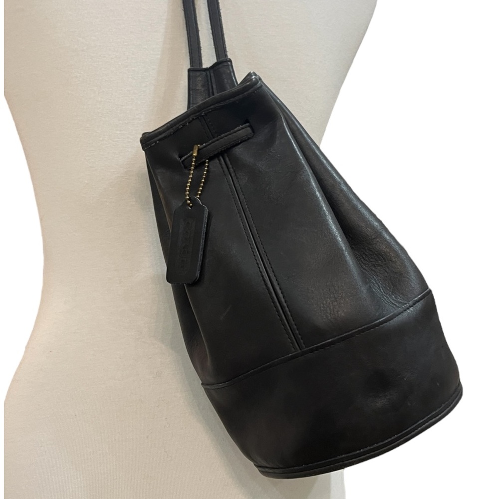 Vintage 90s Coach Black Leather Bixby Sling Style 9984 Crossbody Backpack Used